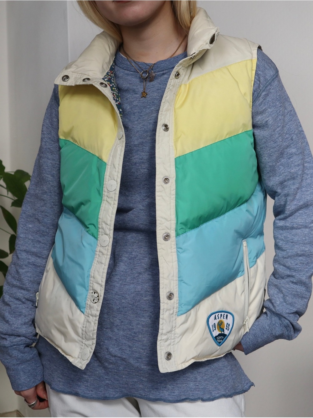 EUC Old Navy Vintage Retro Colorblock Puffer Vest Size L